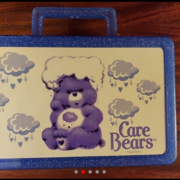 Vintage care bears blue grumpybear glitter embedded lunchbox - Picture 2 of 5